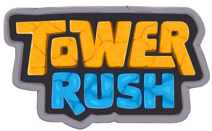 Tower Rush game logo Tower Rush game logo in cracked stone and ice lettering